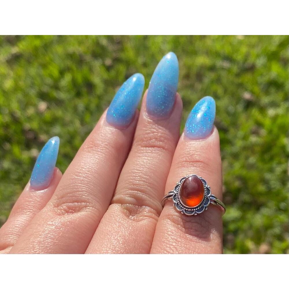 Orange Garnet Sterling Silver S925 Adjustable Rings